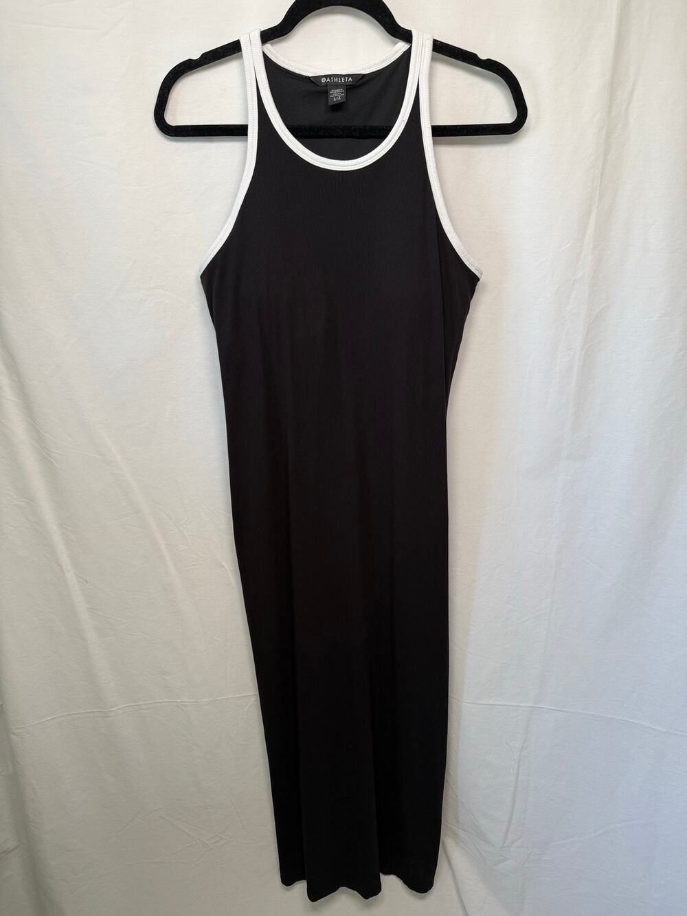 Athleta Signature Rib Maxi Dress, Black/White, Size Large Tall